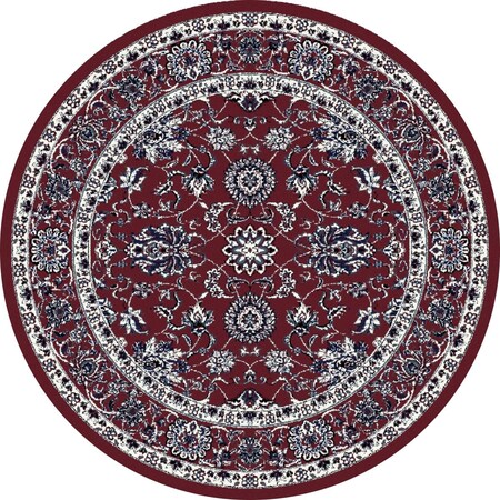 Art Carpet 8 Ft. Arabella Collection Traditional Border Woven Round Area Rug, Red 841864102640